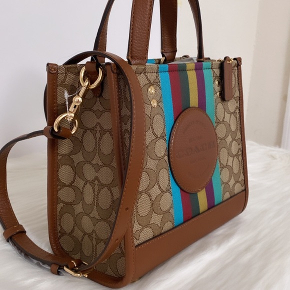 NWT💃Coach Dempsey Tote 22 In Signature Jacquard With Stripe And Coach Patch - Picture 8 of 13